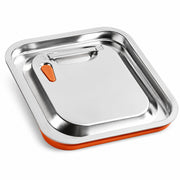 1/2 Size Stainless Steel Steam Table Pan Transport Cover with Silicone Seal, Silver, 12.8x10.4 Inches, Rectangle Shape, -40 to 420°F Temperature Range