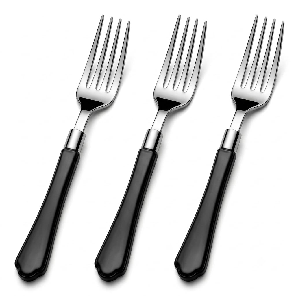 Glownary Empire Heavy Weight Plastic Fork, 7 Inch, Silver with Black Handle, 480 per Case, Disposable Flatware for Weddings and Catered Events