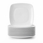 Glownary Square Plastic Plates, White, 10 Inch Coupe Style, BPA Free, Disposable, 120 Count, for Events and Weddings