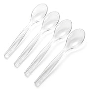 Glownary Clear Plastic Disposable Serving Spoons, 10 Inches Long, 72 Count Case, Sturdy Bowl Design for Catering and Events