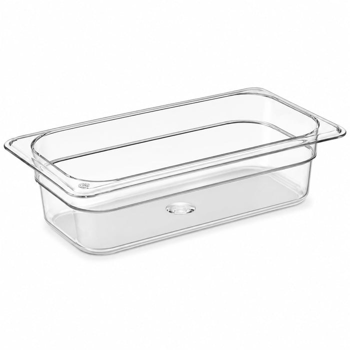 Glownary 1/4 Size Clear Polycarbonate Food Pan, 2.5 Inch Deep, Commercial Grade, Rectangle Shape, NSF Listed, 10.25 x 6.38 Inches, Stackable, Freezer Safe
