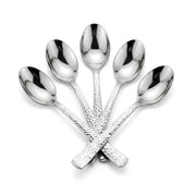 Glownary Hammered Silver Plastic Spoons, Heavy Weight, 6.75 Inches, 600 Count, Disposable Metallic Flatware for Weddings, Parties, Catered Events