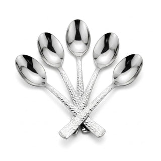 Glownary Hammered Silver Plastic Spoons, Heavy Weight, 6.75 Inches, 600 Count, Disposable Metallic Flatware for Weddings, Parties, Catered Events
