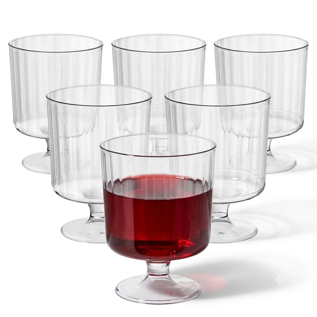 Glownary 5 oz Clear Plastic Wine Cup, 1-Piece, Polystyrene, Round, Crystal-Clear Construction, BPA Free, Disposable, 240 per Case