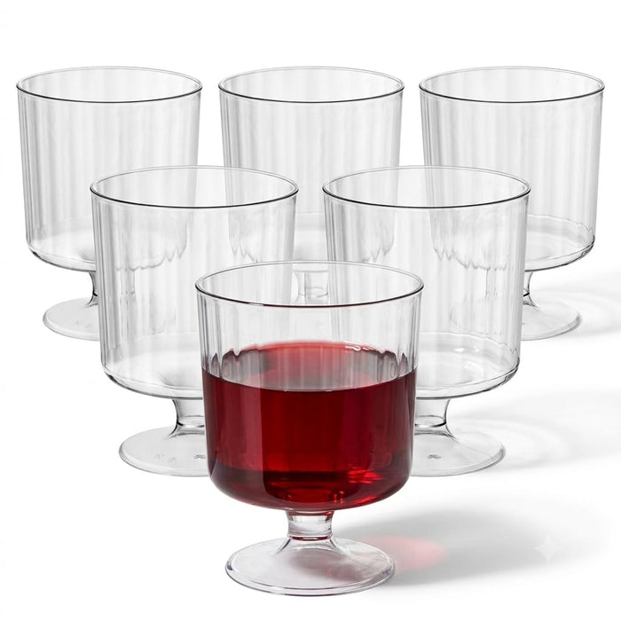 Glownary 5 oz Clear Plastic Wine Cup, 1-Piece, Polystyrene, Round, Crystal-Clear Construction, BPA Free, Disposable, 240 per Case