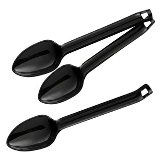 Glownary Black Plastic Disposable Serving Spoons, 12 Inch Length, 72 Count per Case, Long Handle Design for Parties and Events