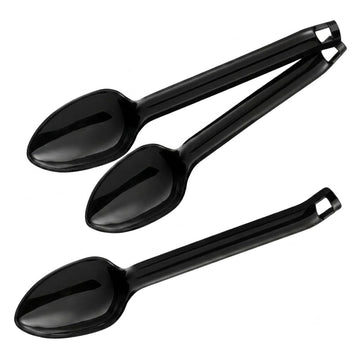 Glownary Black Plastic Disposable Serving Spoons, 12 Inch Length, 72 Count per Case, Long Handle Design for Parties and Events