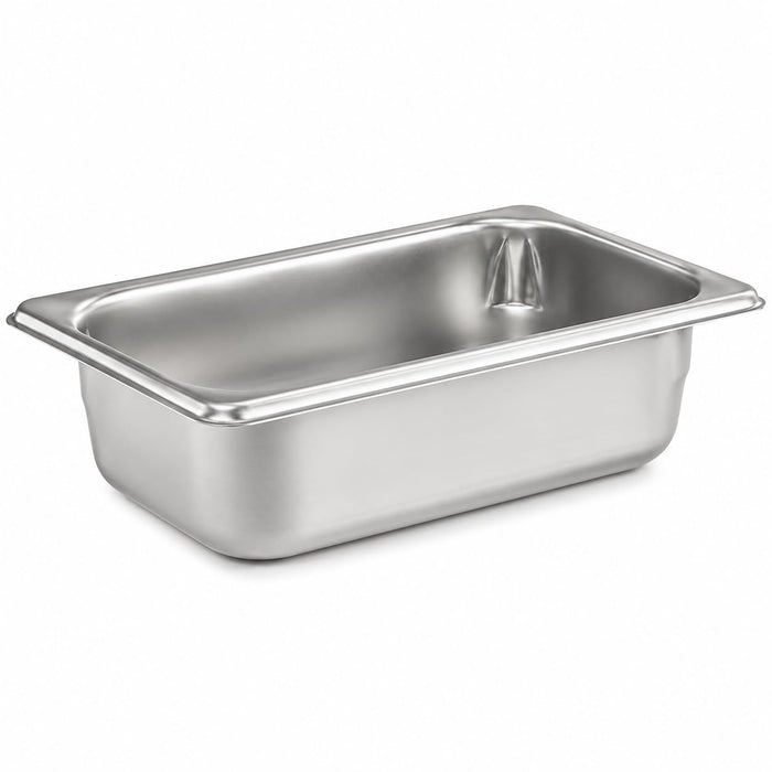 Glownary 1/9 Size Stainless Steel Steam Table Pan, 22 Gauge Anti-Jam Hotel Pan, Silver, 7x4x2.5 Inches, 0.6 Qt Capacity, NSF Listed, Made in USA