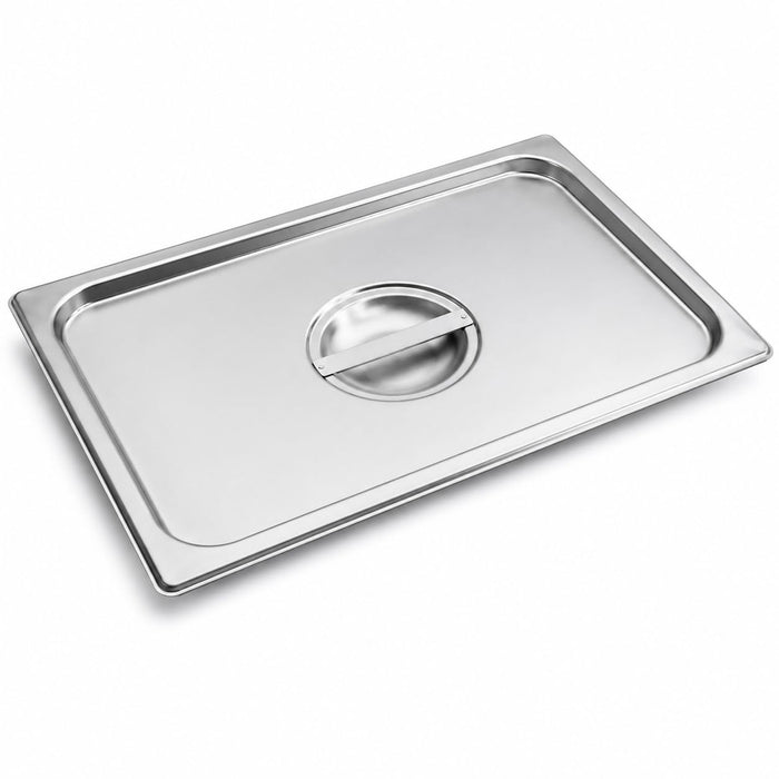 2/3 Size Stainless Steel Steam Table Pan Cover, 13.875 x 12.875 Inches, Silver, Polished Finish, NSF Listed, Made in USA, With Center Handle