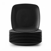 Glownary Coupe Square Plastic Dinner Plates, Black, 10 Inch, BPA Free, Disposable, Recyclable, for Events and Weddings, 120 Count
