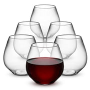 Glownary Clear Plastic Stemless Wine Glass, 18 oz, PET Material, Heavy Weight, Crystal Clear Design, BPA Free, 64 per Case