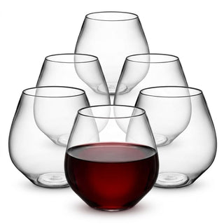 Glownary Clear Plastic Stemless Wine Glass, 18 oz, PET Material, Heavy Weight, Crystal Clear Design, BPA Free, 64 per Case