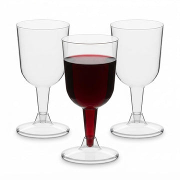 Glownary 5 oz Clear Plastic Wine Goblet, 2-Piece Design, Polystyrene Construction, BPA Free, 4.7 Inch Height, 360 per Case