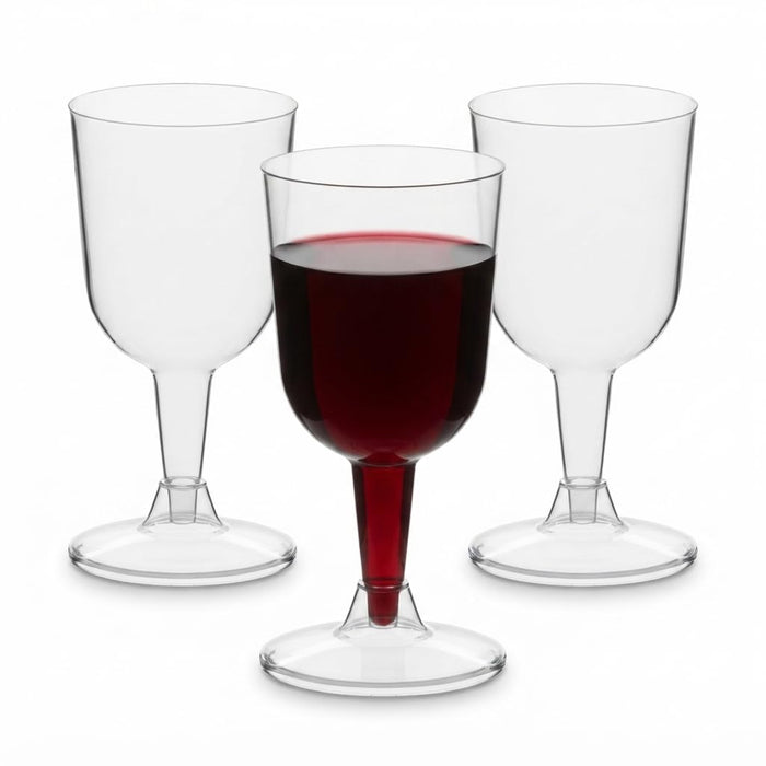 Glownary 5 oz Clear Plastic Wine Goblet, 2-Piece Design, Polystyrene Construction, BPA Free, 4.7 Inch Height, 360 per Case