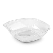 Glownary Square Serving Bowl, 32 oz Clear PET Plastic, 7.5 x 7.5 x 1.75 Inches, Stackable, BPA Free, Cold Food Use, 300 per Case
