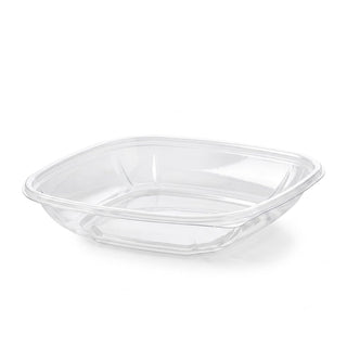 Glownary Square Serving Bowl, 24 oz, Clear PET Plastic, 7.5 x 7.5 x 1.625 Inches, Stackable, BPA Free, Cold Food Use, 300 per Case