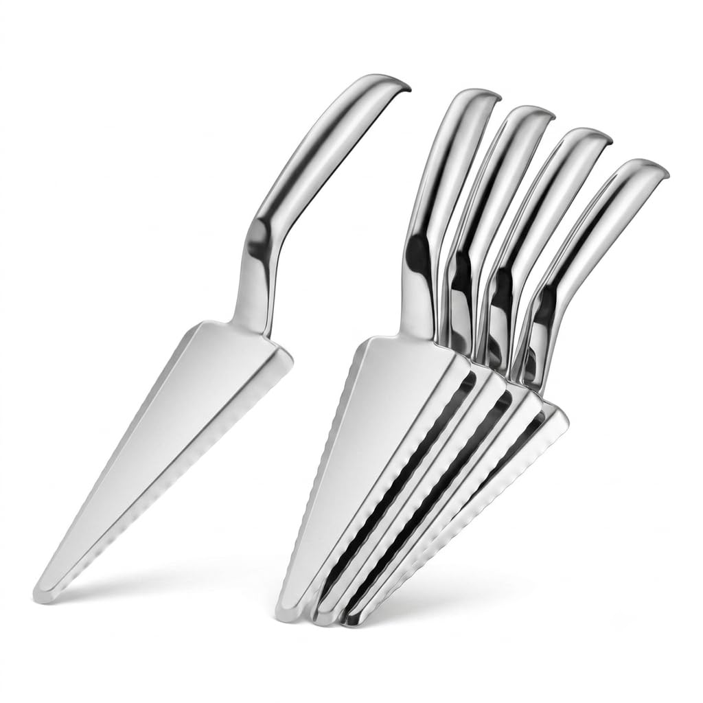 Glownary Silver Plastic Pie Server, 10 Inch, Serrated Edge, Heavy Weight, Disposable, 72 Per Case