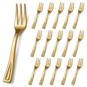 Glownary Gold Plastic Tasting Fork, 5 Inch, 400 Count, BPA Free, Recyclable, 3-Tine Design, for Appetizers and Events