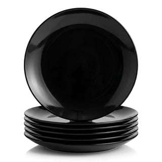 Glownary Coupe Black Round Plastic Dinner Plates, 10 Inch, BPA Free, Recyclable, 120 Count, for Events and Weddings