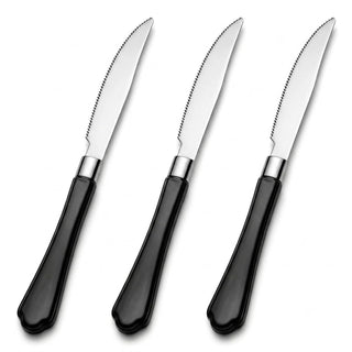 Glownary Empire Heavy Weight Plastic Knife, 7.5 Inch, Silver with Black Handle, Disposable Cutlery for Weddings and Events, 480 Count