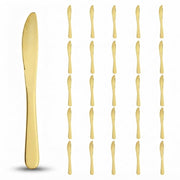 Glownary Classic Gold Plastic Knives, Heavy Weight, 7 3/4 Inches, Disposable Metallic Flatware for Weddings and Parties, 25 Pack
