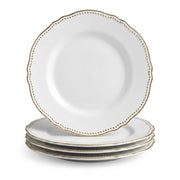 Glownary Heirloom White Round Plastic Plates, 9 Inch, Gold Vintage Rim, BPA Free, Wedding and Event Use, 120 Count