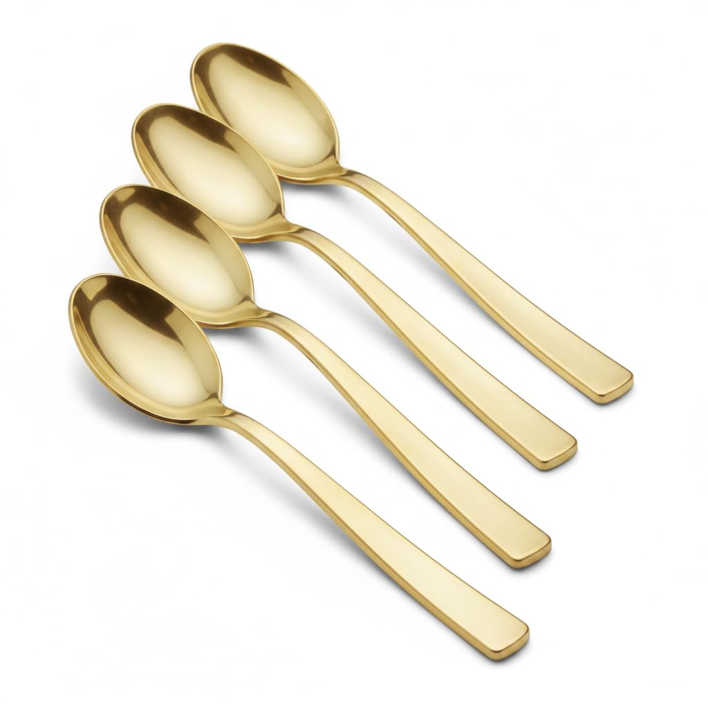 Glownary Gold Plastic Tasting Spoons, 5 Inch Mini Spoons, BPA Free, Recyclable, Heavy Duty, 400 Count per Box