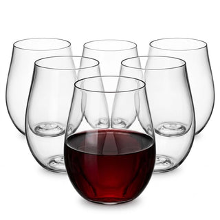 Glownary Heavy Weight Plastic Stemless Wine Glass, 20 oz, Clear PET, 4.5 Inch Height, BPA Free, Hand Wash, 64 per Case