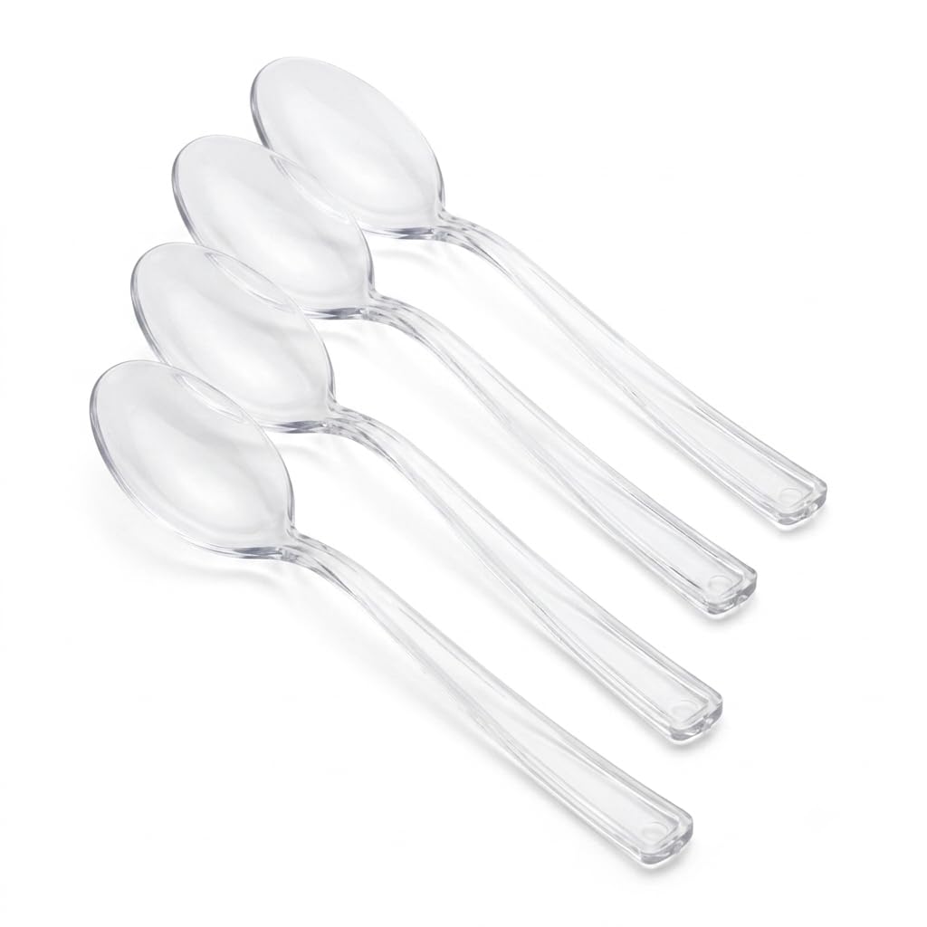 Glownary Clear Plastic Tasting Spoons, 5 Inch Length, Heavy Weight, BPA Free, Recyclable, 500 per Box
