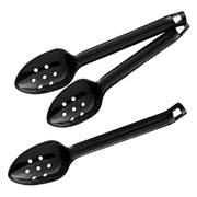 Glownary Black Plastic Slotted Serving Spoon, 12 Inch, Disposable, 72 per Case