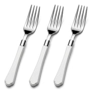 Glownary Empire Heavy Weight Plastic Fork, 7 Inch, White Handle, Silver Finish, 480 per Case, for Weddings and Catered Events