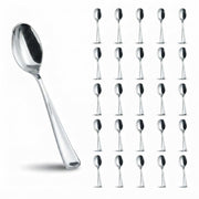 Glownary Classic Heavy Weight Plastic Spoons, Silver, 6 3/4 Inches, 50 Pack, Disposable Metallic Teaspoons for Parties, Weddings, Catered Events