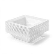 Glownary Square White Plastic Bowl, 12 oz Capacity, BPA Free, Wide Rim, 8.25 x 8.25 Inch Top, Polystyrene, 120/Case