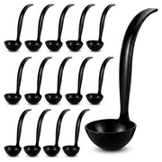 Glownary Black Disposable Plastic Ladle, 5 oz Capacity, 48 Count, BPA Free, Round Shape, for Beverages and Sauces