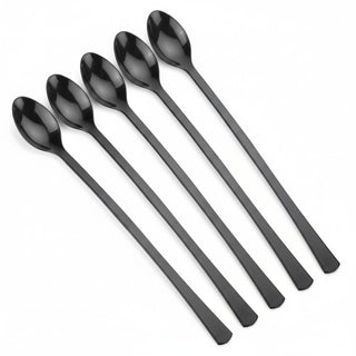 Glownary Black Plastic Tasting Spoons, 6 Inch, Heavy Weight, BPA Free, Recyclable, 400 per Box