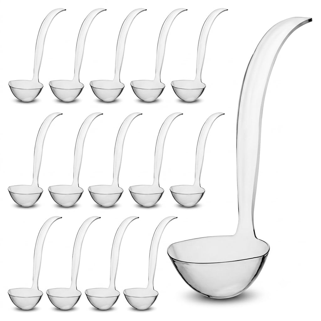 Glownary Clear Disposable Plastic Ladle, 5 oz Capacity, 10.25 Inch Handle, BPA Free, for Punch Bowls and Beverages, 48 per Case