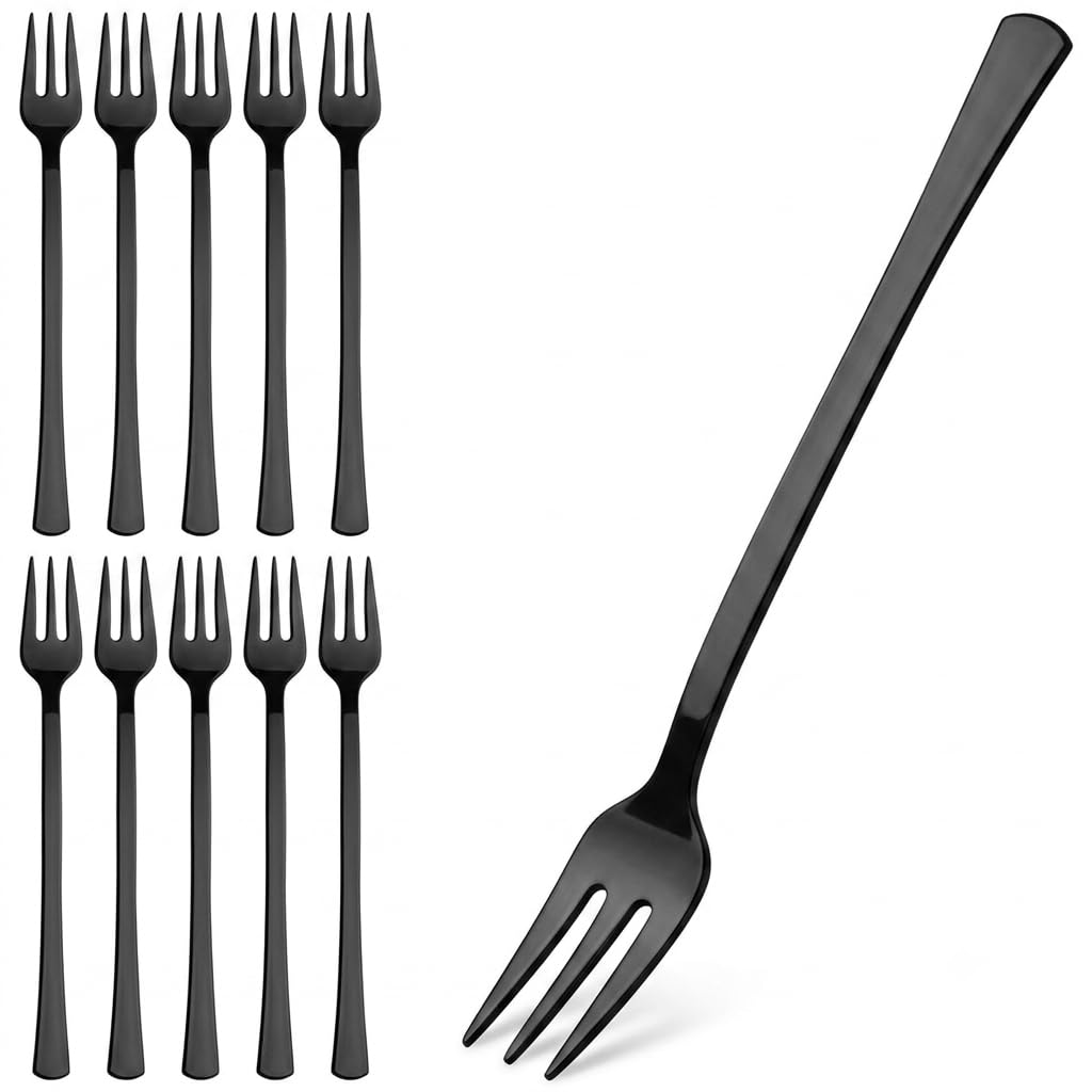 Glownary Black Plastic Tasting Fork, 6 Inch, Heavy Weight, 3-Tine Design, BPA Free, Recyclable, 400 per Box