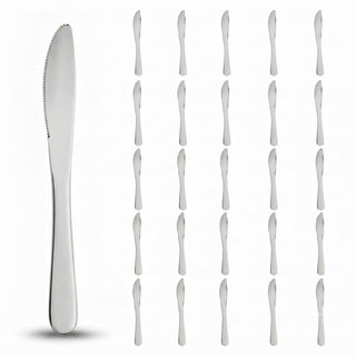 Glownary Classic Heavy Weight Silver Plastic Knives, 7 3/4 Inches, 50 Pack, Disposable Flatware for Weddings and Parties