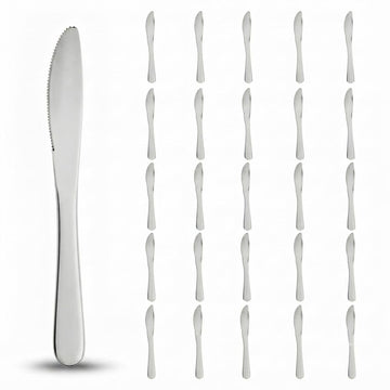 Glownary Classic Heavy Weight Silver Plastic Knives, 7 3/4 Inches, 50 Pack, Disposable Flatware for Weddings and Parties