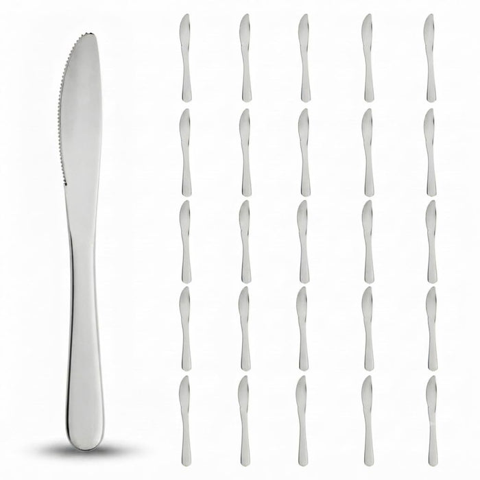 Glownary Classic Heavy Weight Silver Plastic Knives, 7 3/4 Inches, 50 Pack, Disposable Flatware for Weddings and Parties
