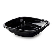 Glownary Black Square Serving Bowl, 8 oz, PET Plastic, 5.5 x 5.5 x 1.25 Inches, Stackable, BPA Free, Cold Food Use, 500 per Case