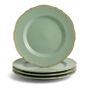 Glownary Eucalyptus Round Plastic Plates, 9 Inch, Gold Vintage Rim, BPA Free, Disposable, 120 Count, for Events and Weddings