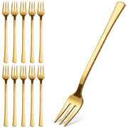 Glownary Gold Plastic Tasting Fork, 6 Inch Length, 400 Count Box, BPA Free, Recyclable, 3-Tine Design, Heavy Weight