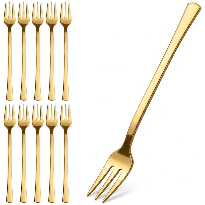 Glownary Gold Plastic Tasting Fork, 6 Inch Length, 400 Count Box, BPA Free, Recyclable, 3-Tine Design, Heavy Weight
