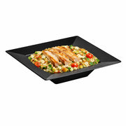 Glownary Square Black Plastic Bowl, 12 oz Capacity, Wide Rim, BPA Free, Recyclable Polystyrene, 120 per Case