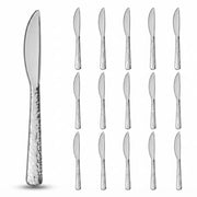 Glownary Hammered Silver Plastic Knives, 7.5 Inch Heavy Weight, Disposable Flatware for Weddings and Parties, 50 Pack