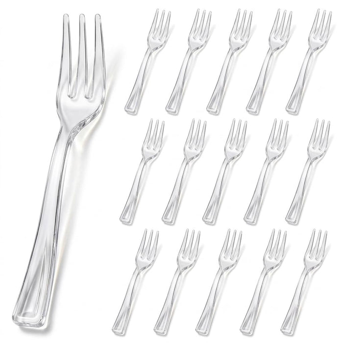 Glownary Clear Plastic Tasting Fork, 5 Inch, 500 Count, BPA Free, Recyclable, 3-Tine Design, for Appetizers and Events