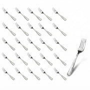 Glownary Hammered Silver Plastic Fork, 7.25 Inch, Heavy Weight, 50 Pack, Disposable Flatware for Weddings, Parties, Catered Events