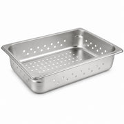 Glownary 1/2 Size Perforated Steam Table Pan, 22 Gauge Stainless Steel, Anti-Jam Design, 12.75x10.38x2.5 Inches, Silver, Made in USA