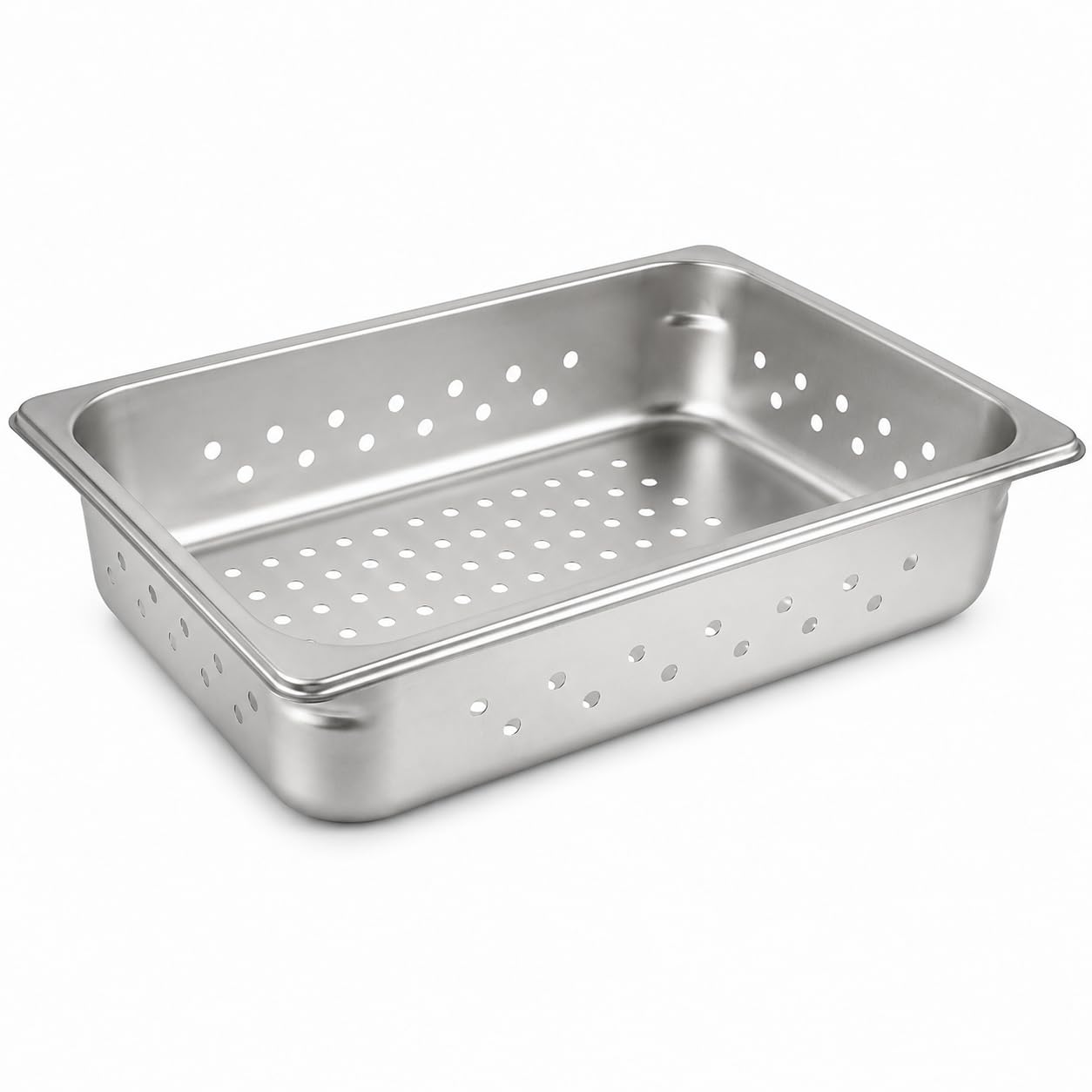 Glownary 1/2 Size Perforated Steam Table Pan, 22 Gauge Stainless Steel, Anti-Jam Design, 12.75x10.38x2.5 Inches, Silver, Made in USA
